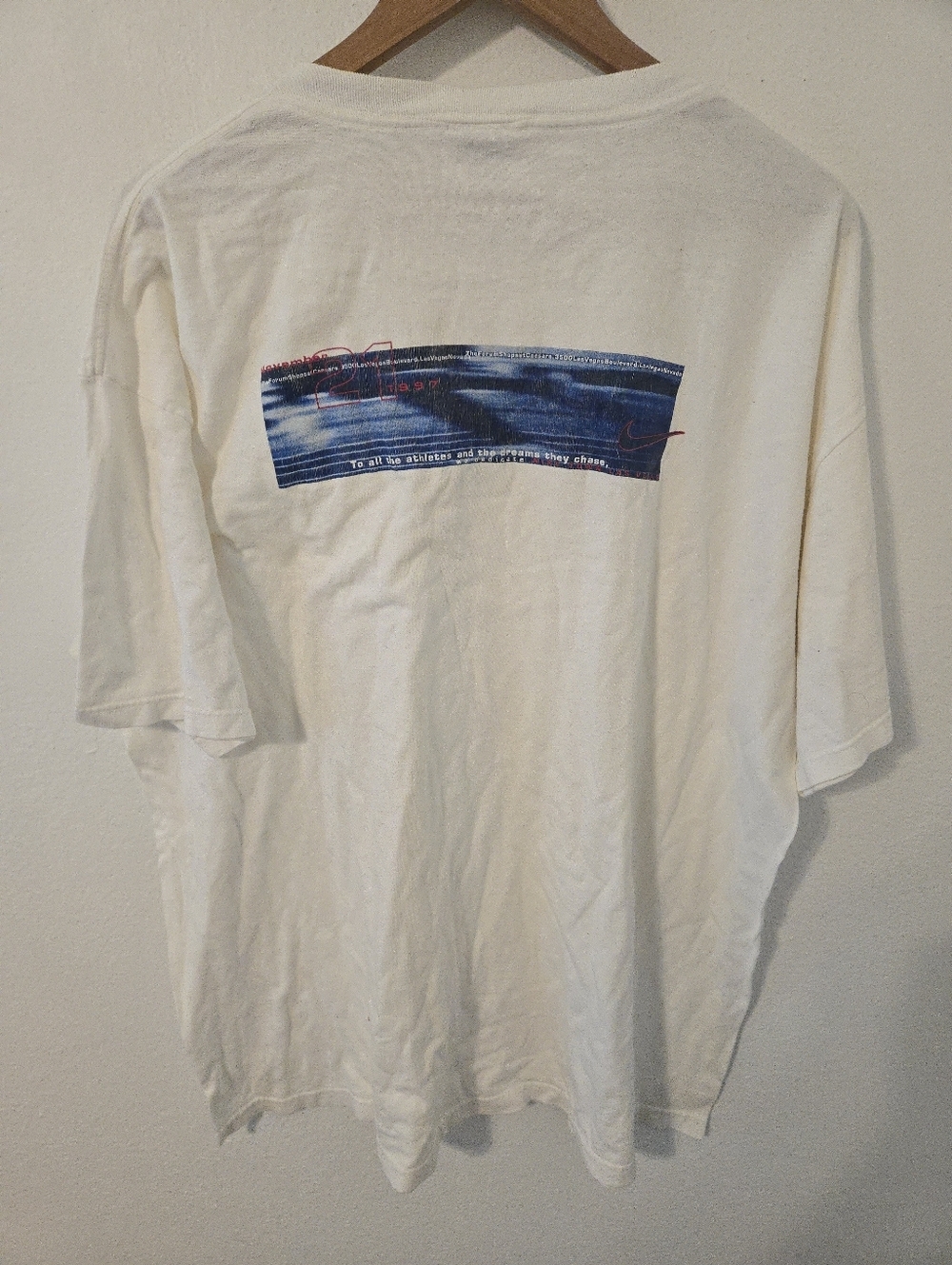 Vintage Nike Town Las Vegas 1997 Mens XL USA Front/Back White "To All The Athlet